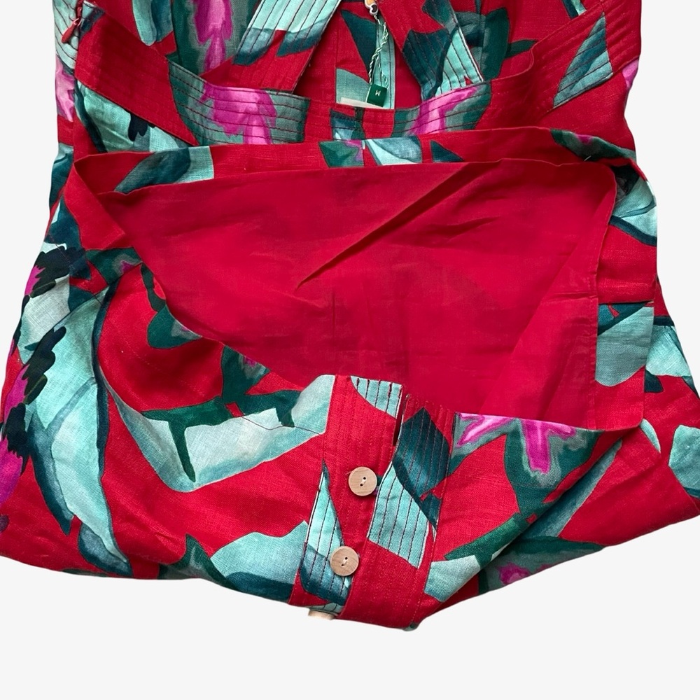 FARM Rio Summer Foliage Cross Back Mini Dress Red Medium NWT - Picture 9 of 16